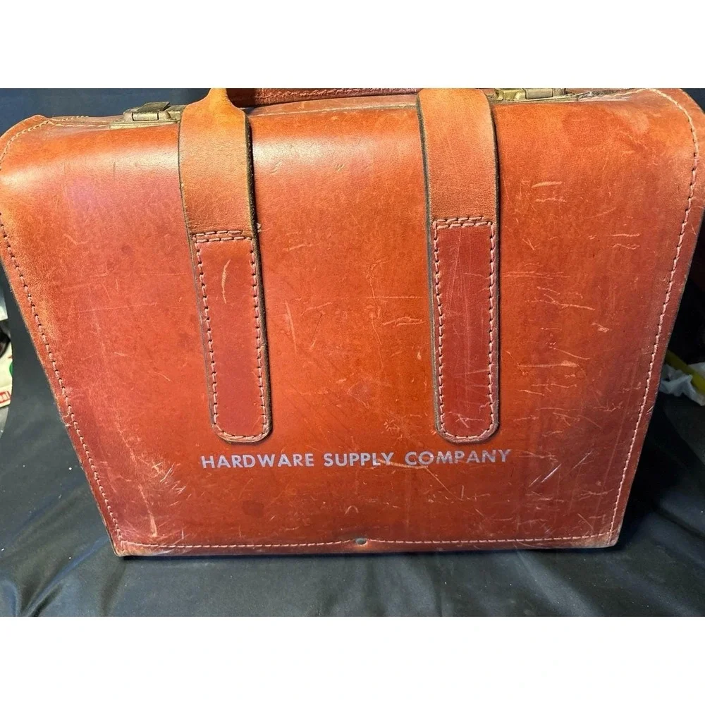 Antique Black Leather Salesman Sample Case Traveling Display Briefcase
